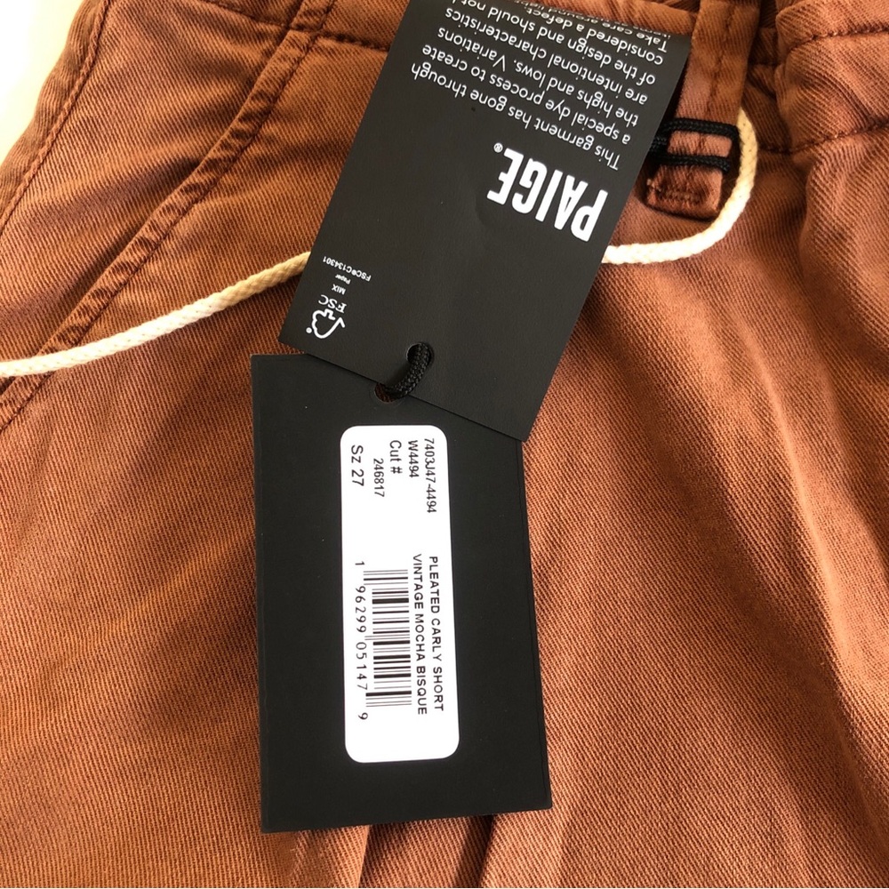 PAIGE High Waist Drawstring Shorts in Rust MK - Picture 3 of 5
